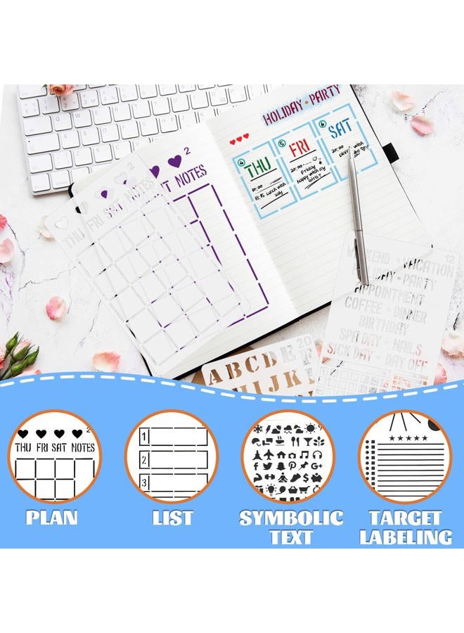 CH HAICHENG 20 PCS Journal Stencil Plastic Planner Set for Journal/Notebook/Diary/Scrapbook DIY Drawing Template Journal Stencils 4x7 Inch - Image 4